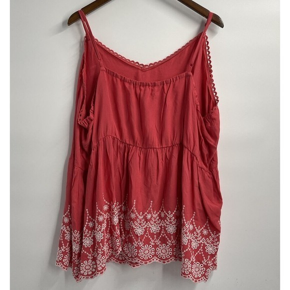 Maurices Red Orange Eyelet Peplum Tank Top Size 3XL - Picture 5 of 8